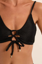 Load image into Gallery viewer, Lace Up Front Ribbed Swimsuit Top - Black - Khaki (TMB224EE)
