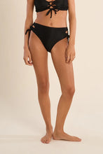 Load image into Gallery viewer, Lace Up Ribbed Bikini Swimsuit Bottom - Black - Khaki (TMB225EE)
