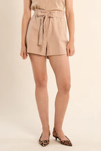 Load image into Gallery viewer, High Waist Tie Front Shorts - Beige (Style #T1986EP)
