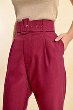 Load image into Gallery viewer, Pleated Belted Pants - Magenta
