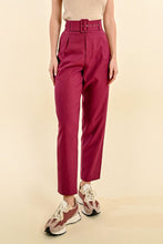Load image into Gallery viewer, Pleated Belted Pants - Magenta
