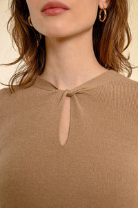 Front Twist Sweater - Beige