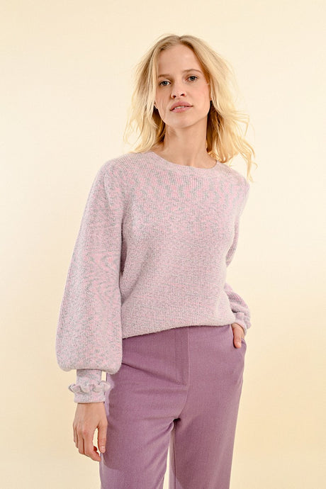 Ruffled Cuff Sweater - Mauve Multi