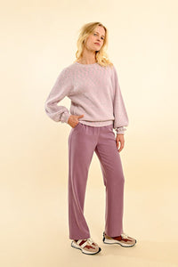 Ruffled Cuff Sweater - Mauve Multi