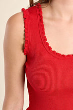 Load image into Gallery viewer, Ribbed Ruffle Edge Tank - Red
