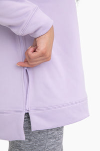 Side Zip Pullover Hoodie -Lilac