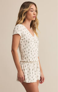 Montana Floral Top - Floral Print on Crystal