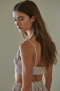 Nikki Bra Top - Brown / Cream Stripe