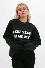 Load image into Gallery viewer, New Year Same Me Sweatshirt - Black w/ White
