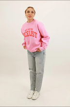 Load image into Gallery viewer, Not on the Nice List Sweatshirt - Pink w/ Red
