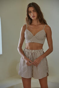 Nikki Bra Top - Brown / Cream Stripe