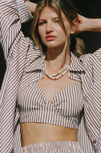 Nikki Bra Top - Brown / Cream Stripe