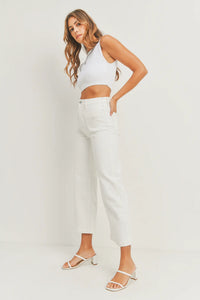 Patch Pocket Wide Leg Jeans - Off White