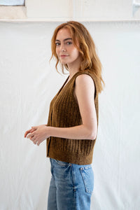 Olivia Vest - Cream - Brown