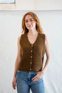 Olivia Vest - Cream - Brown