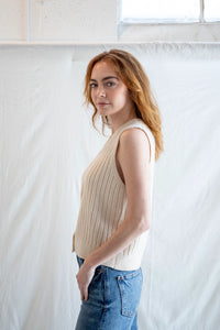 Olivia Vest - Cream - Brown