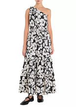 Load image into Gallery viewer, Knotted One Shoulder Maxi Dress - Black / Cream

