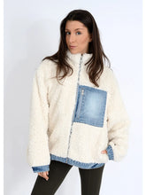 Load image into Gallery viewer, Paddy Sherpa Zip Jacket - Cream/Med Denim
