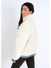 Load image into Gallery viewer, Paddy Sherpa Zip Jacket - Cream/Med Denim
