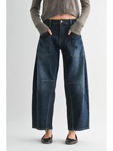 Load image into Gallery viewer, Patch Pocket Barrel Jeans - Dark Denim
