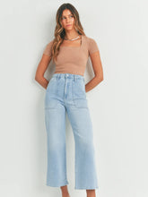 Load image into Gallery viewer, Patch Pocket Wide Leg Jeans - Light Denim 
