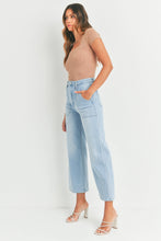 Load image into Gallery viewer, Patch Pocket Wide Leg Jeans - Light Denim 
