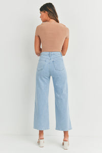 Patch Pocket Wide Leg Jeans - Light Denim 