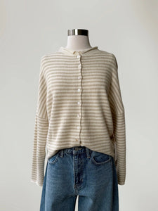 Piper Cardigan - Mini Stripe Cream/Beige