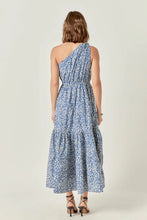 Load image into Gallery viewer, Print One Shoulder Maxi Dress - Blue /White Print (Style #ET025D)
