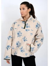 Load image into Gallery viewer, Poppy Sherpa 1/4 Zip Anorak Jacket - Cream/Blue Floral
