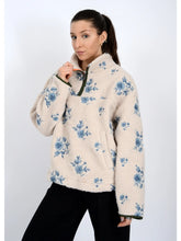 Load image into Gallery viewer, Poppy Sherpa 1/4 Zip Anorak Jacket - Cream/Blue Floral
