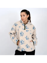 Load image into Gallery viewer, Poppy Sherpa 1/4 Zip Anorak Jacket - Cream/Blue Floral
