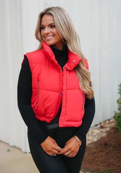 Vibes Puffer Vest - Red