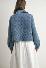 Load image into Gallery viewer, Quilted Tie Front Jacket - Black Denim - Med Denim
