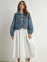 Load image into Gallery viewer, Quilted Tie Front Jacket - Black Denim - Med Denim
