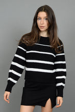Load image into Gallery viewer, Hifza Sweater - Black w/ White stripes
