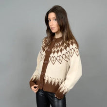 Load image into Gallery viewer, Rada Cardigan Sweater - Cream / Brown
