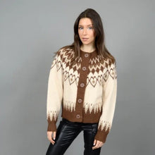 Load image into Gallery viewer, Rada Cardigan Sweater - Cream / Brown
