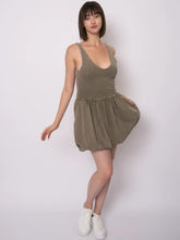 Load image into Gallery viewer, Vara Bubble Mini Dress - Smokey Olive (Style:57TD025SO)
