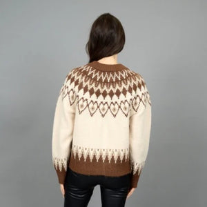 Rada Cardigan Sweater - Cream / Brown