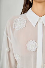 Load image into Gallery viewer, Floral Detail Sheer Blouse - White (Style: SS2150T)
