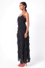 Load image into Gallery viewer, Ruffled Slip Dress - Black
