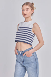 Stripe Knit Top - Navy / White