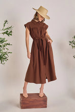 Load image into Gallery viewer, Belted Linen Midi Dress - Brown (HN5001D)
