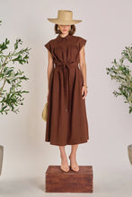 Load image into Gallery viewer, Belted Linen Midi Dress - Brown (HN5001D)

