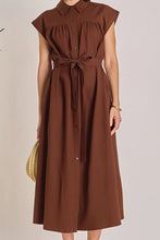 Load image into Gallery viewer, Belted Linen Midi Dress - Brown (HN5001D)
