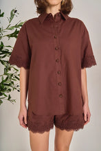Load image into Gallery viewer, Linen Laced Shirt - Chocolate (SS1659T)
