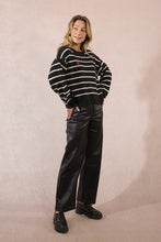 Load image into Gallery viewer, Red Heart Striped Sweater - Blk w/ White Stripes (Style LA1780DN)
