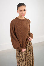 Load image into Gallery viewer, Ribbed Button Detail Sweater - Brown
