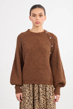 Load image into Gallery viewer, Ribbed Button Detail Sweater - Brown
